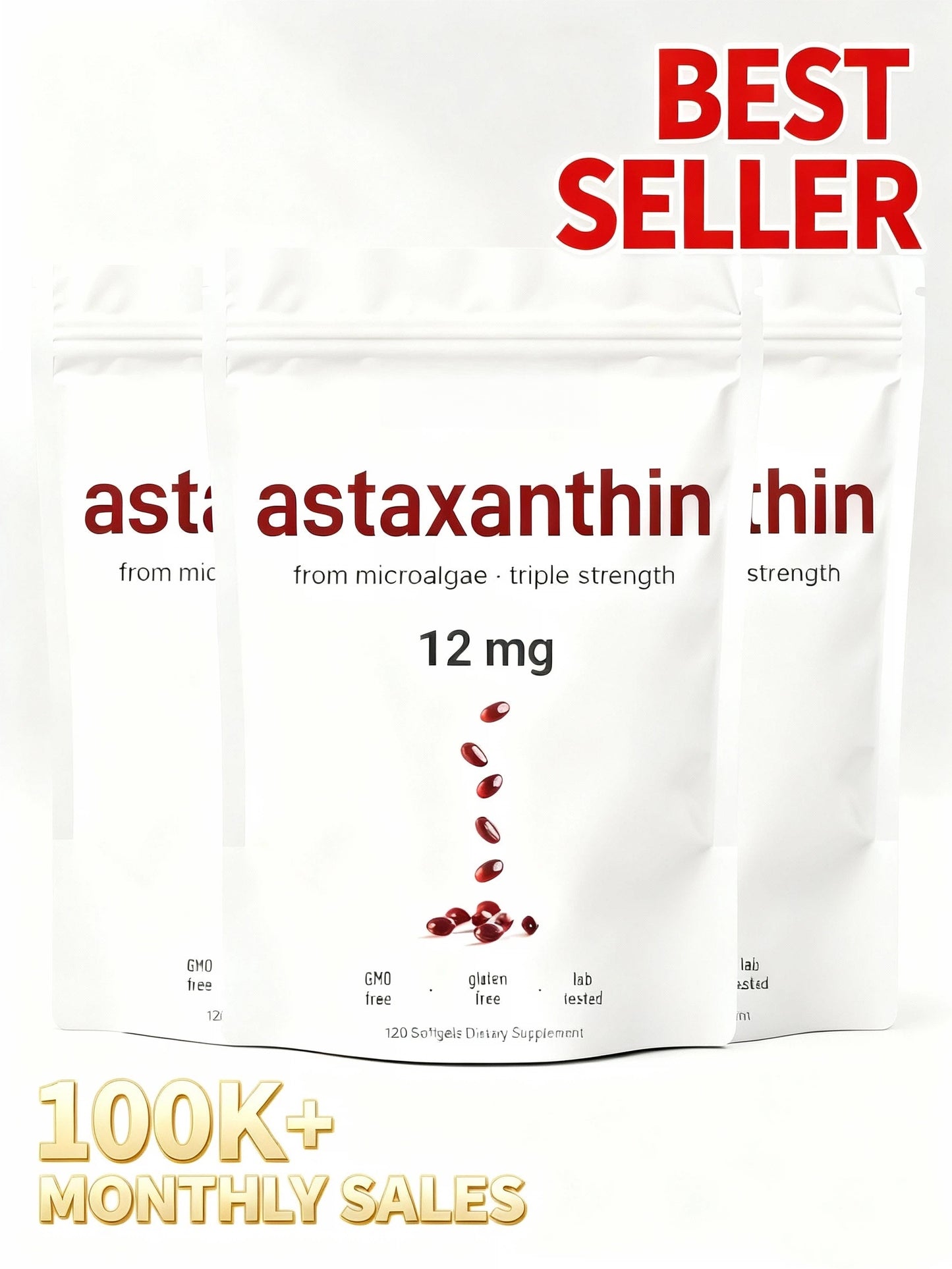 💥Astaxanthin 12mg, 120 Softgels | 🍃Premium Antioxidant Supplement🍃