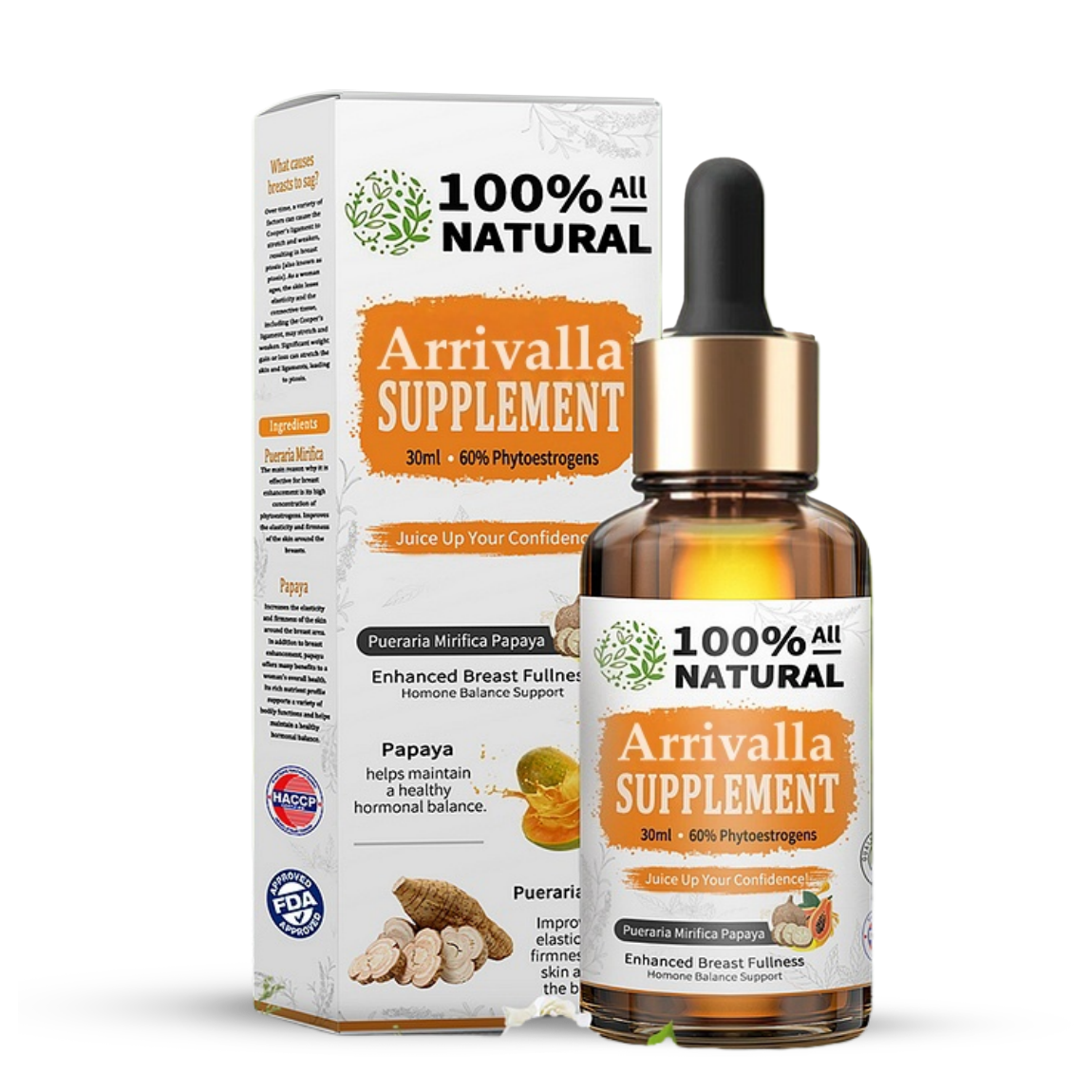 Arrivalla⢠Pueraria Mirifica Papaya Natural Supplementđ (Enhances Breast Fullness ¡ Boosts Fat Metabolism ¡ Restores Skin Elasticity)