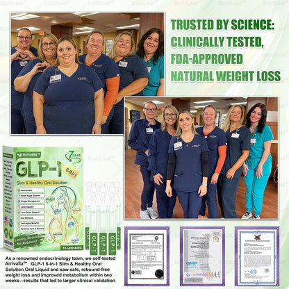 Arrivalla™ GLP-1 8-in-1 Slim & Healthy Oral Solution (Once a day, visible results in 7 days) ✅ Helps support weight management, cardiovascular health, diabetes, sleep apnea, gut health, and joint function — while also firming the skin and boosting energy.
