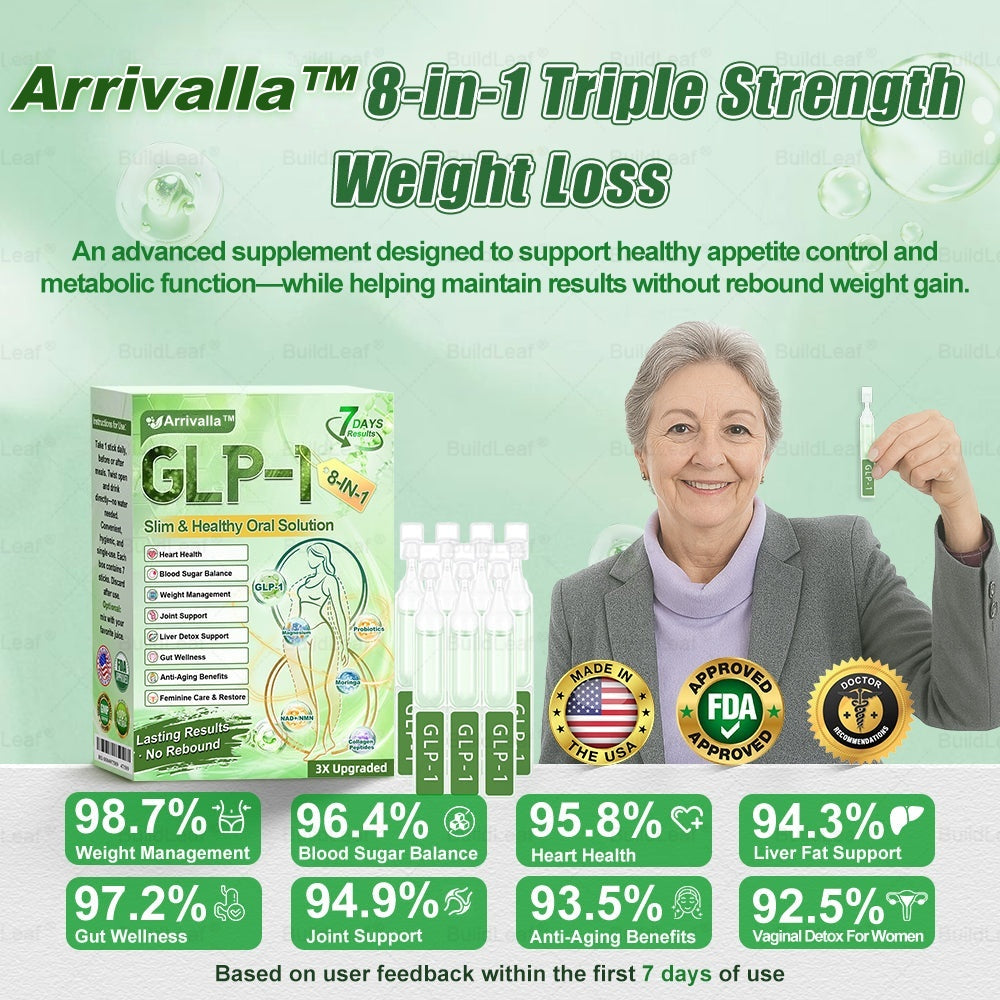 Arrivalla™ GLP-1 8-in-1 Slim & Healthy Oral Solution (Once a day, visible results in 7 days) ✅ Helps support weight management, cardiovascular health, diabetes, sleep apnea, gut health, and joint function — while also firming the skin and boosting energy.