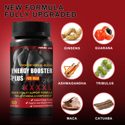Men's Vitamin Energy Supplement 60 Tablets - Energy Booster Plus for Men, Supports Male Stamina & Confidence.Endurance & Stamina
