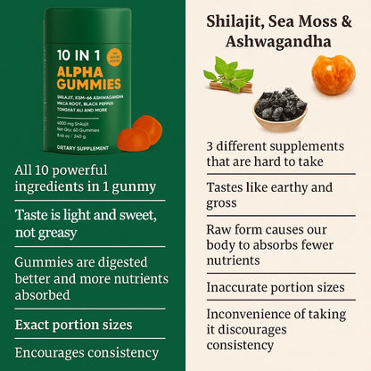 True Alpha Shilajit Gummies – 10-in-1 Himalayan Energy & Vitality Boost for Men