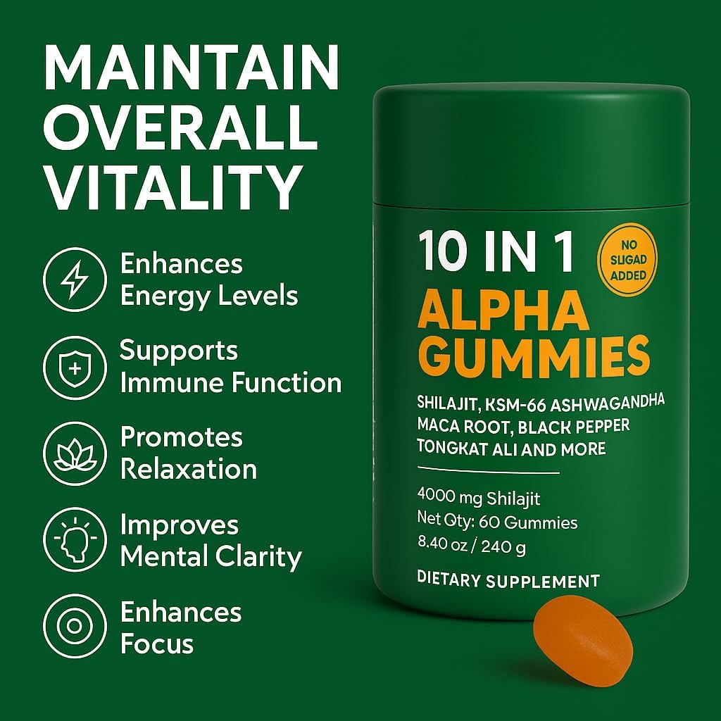 True Alpha Shilajit Gummies – 10-in-1 Himalayan Energy & Vitality Boost for Men