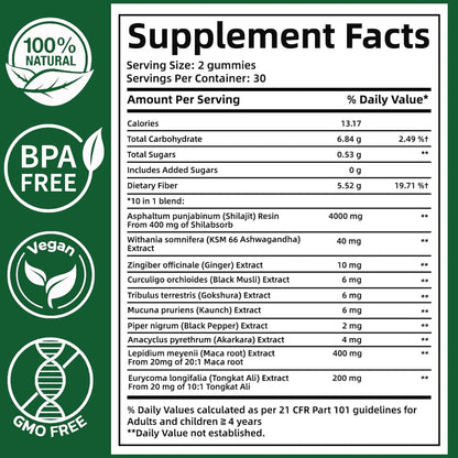 True Alpha Shilajit Gummies – 10-in-1 Himalayan Energy & Vitality Boost for Men