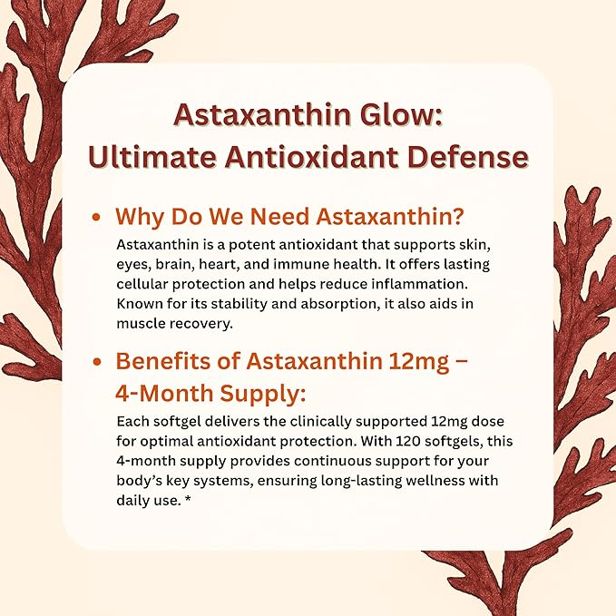 ✨Micro Ingredients Astaxanthin 12mg | Supports Eye, Joint, Internal Circulation, Skin Health & Natural Tanning
