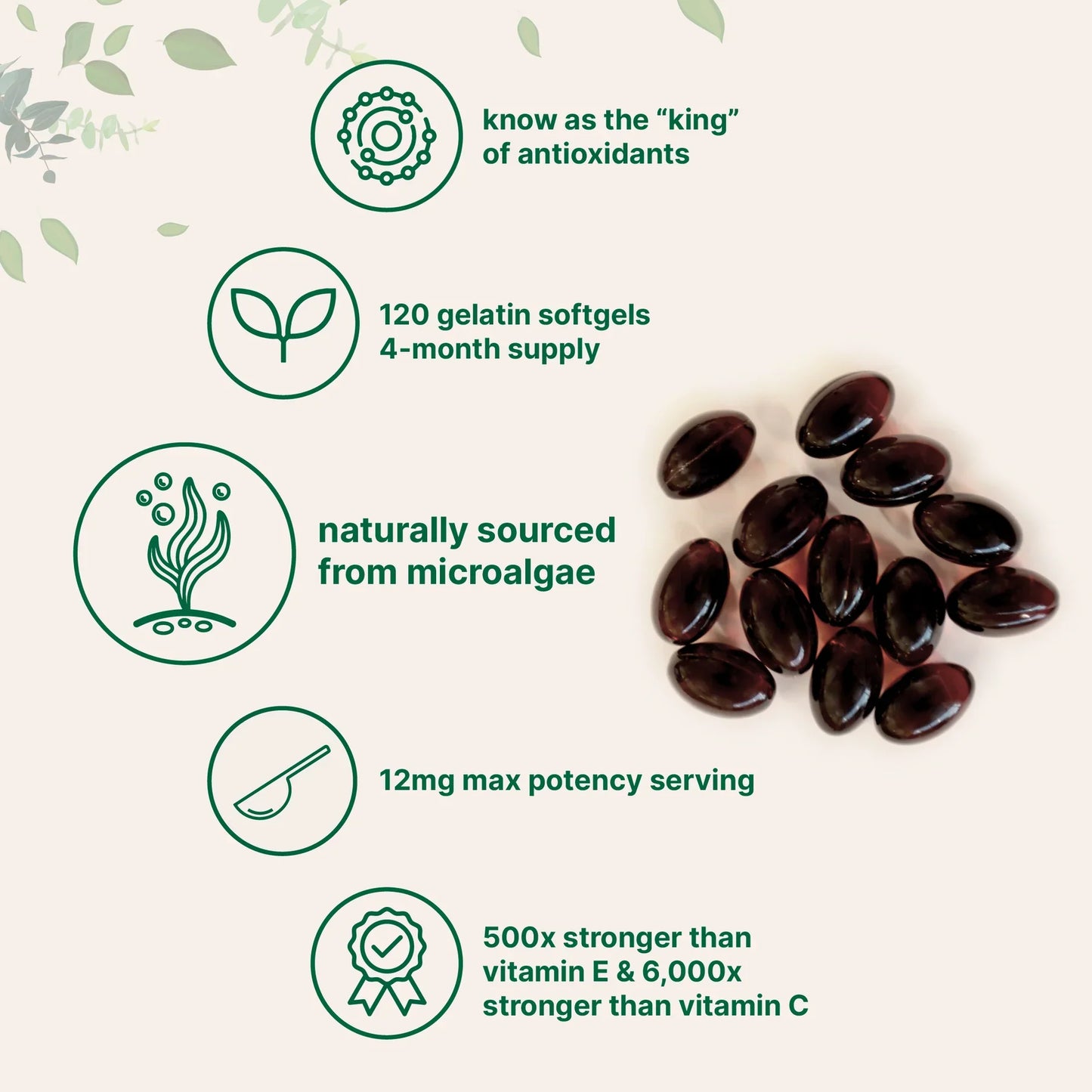 ✨Micro Ingredients Astaxanthin 12mg | Supports Eye, Joint, Internal Circulation, Skin Health & Natural Tanning