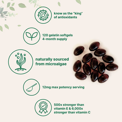 ✨Micro Ingredients Astaxanthin 12mg | Supports Eye, Joint, Internal Circulation, Skin Health & Natural Tanning