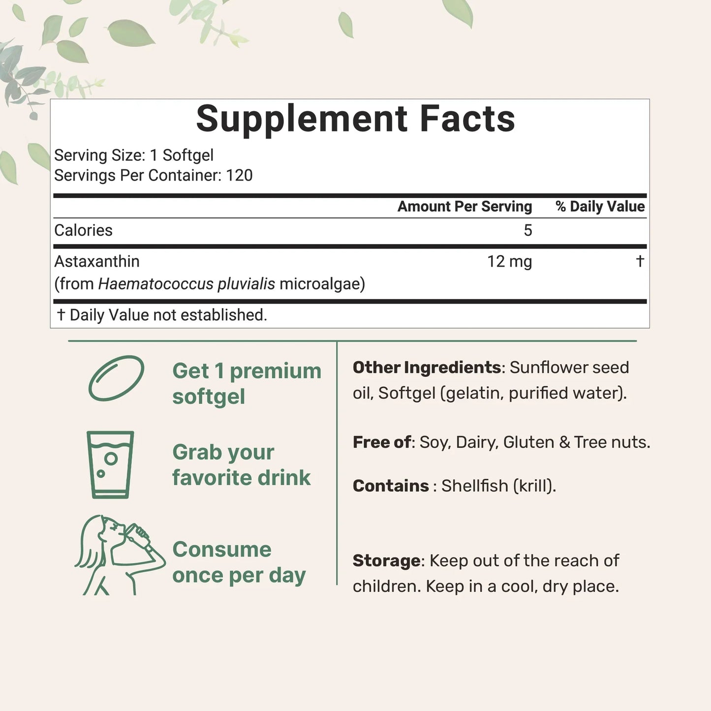 ✨Micro Ingredients Astaxanthin 12mg | Supports Eye, Joint, Internal Circulation, Skin Health & Natural Tanning