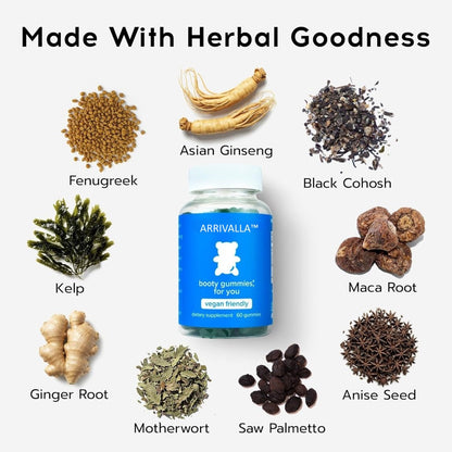 Arrivalla™ Top & Peach Support Combo Pack Gummies for Women | 9 Herbal Extracts Including Fenugreek, Maca & Fennel | Essential Vitamins | Berry Flavor | 2-Pack (120 Gummies)