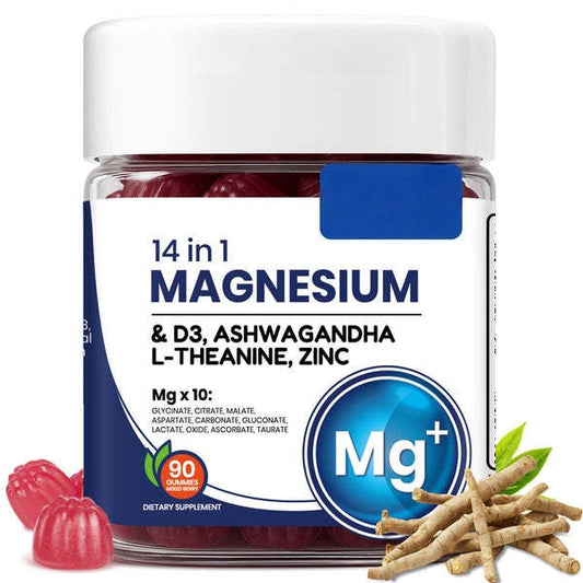 Arrivalla Magnesium Complex DeepCalm 14-in-1 Gummies – with Ashwagandha, L-Theanine, D3 & Zinc – Cortisol Supplements for Women – 90 Sugar-Free Vegan Magnesium Glycinate Complex Gummies