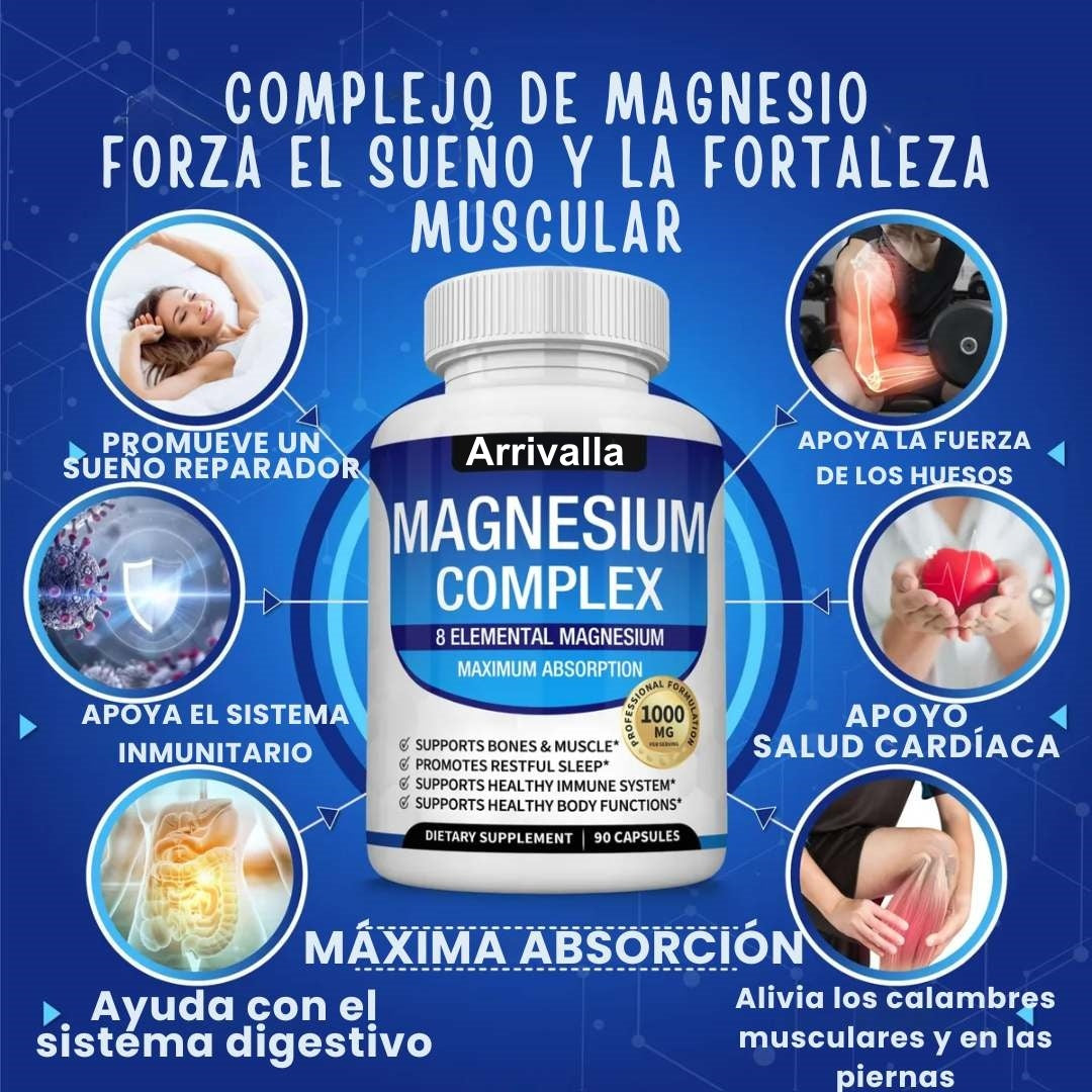 Complejo de Magnesio 8 en 1 Premium – 8 tipos de magnesio en una sola cápsula