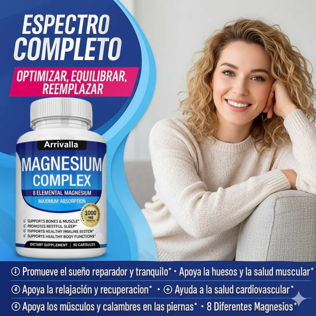 Complejo de Magnesio 8 en 1 Premium – 8 tipos de magnesio en una sola cápsula