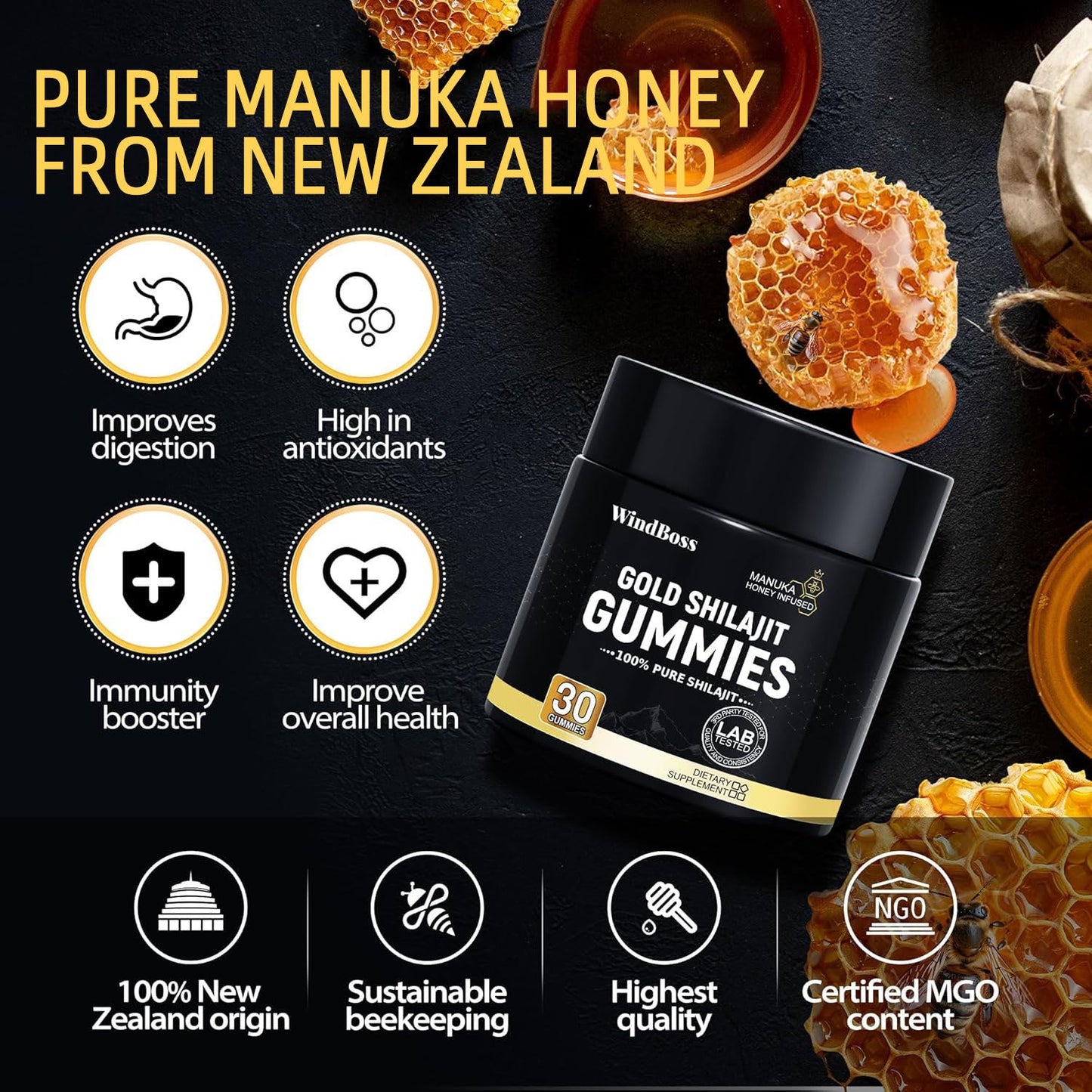 🏆Choice of 80% Tough Guys⏰Pure Himalayan Gold Shilajit Gummies-Natural Powerful Size & Stamina Enhancer for Men-ABB8