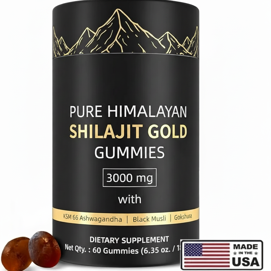 Shilajit Gummies: Pure Shilajit Himalayan Rich in Ashwagandha Gaulshura Fulvic Acid 85 Micronutrients Suitable for Men and Women No Added Sugar Non-GMO 100% Natural Organic 60 Gummies
