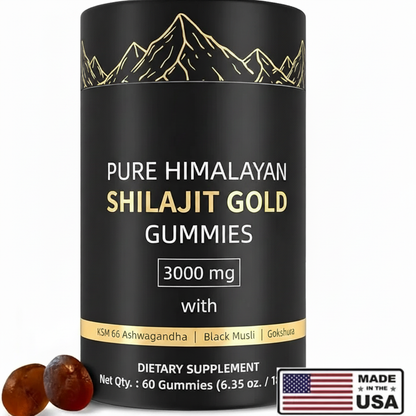 Shilajit Gummies: Pure Shilajit Himalayan Rich in Ashwagandha Gaulshura Fulvic Acid 85 Micronutrients Suitable for Men and Women No Added Sugar Non-GMO 100% Natural Organic 60 Gummies